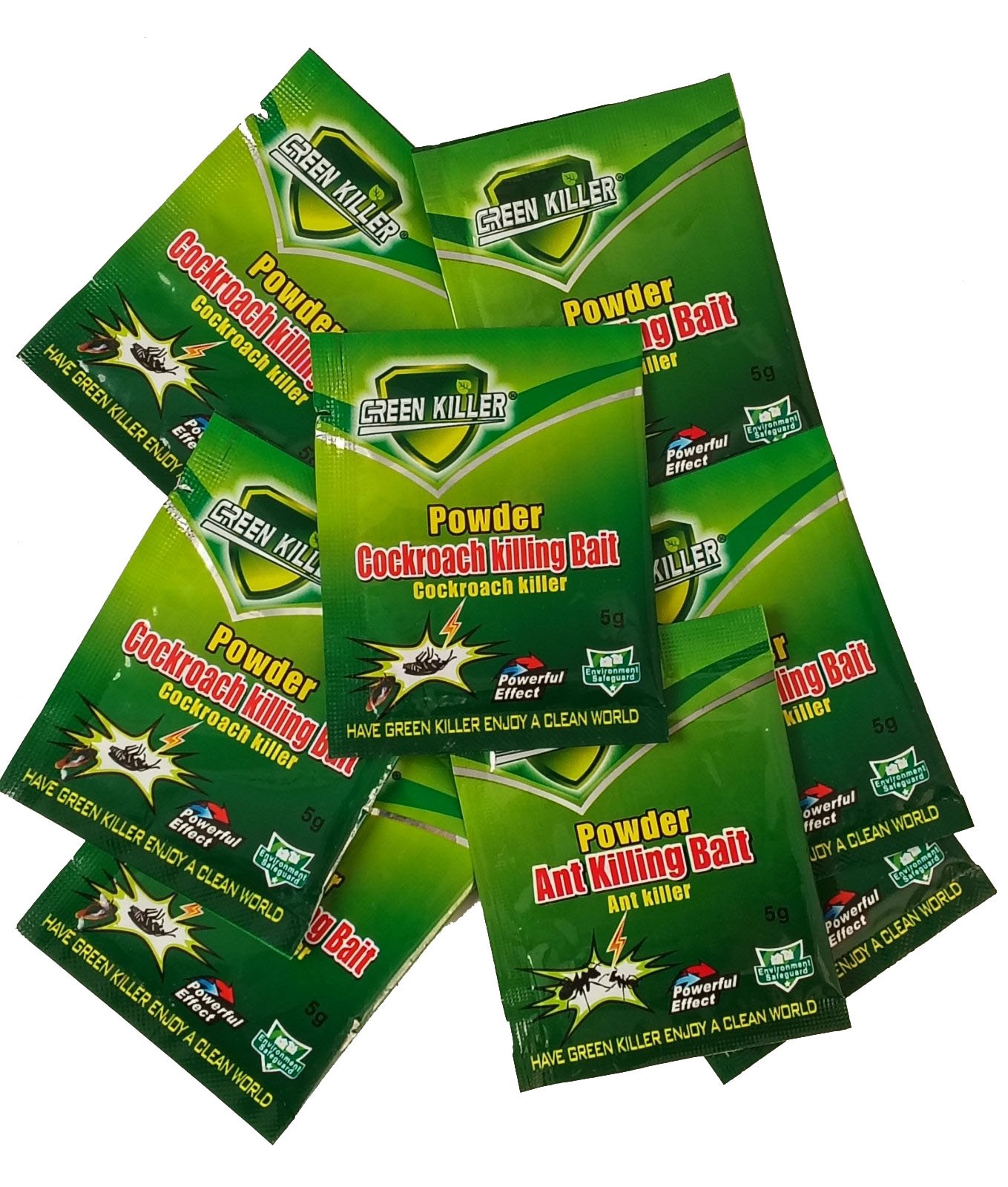 61C3F755E6C3878828FCA6697540BD8C Free Shipping Green Killer Cockroach Killing Bait Powder, 5g Per Pouch, 1% Fipronil Effective Killer Powder for Indoor & Outdoor Cockroach Elimination - Image 1