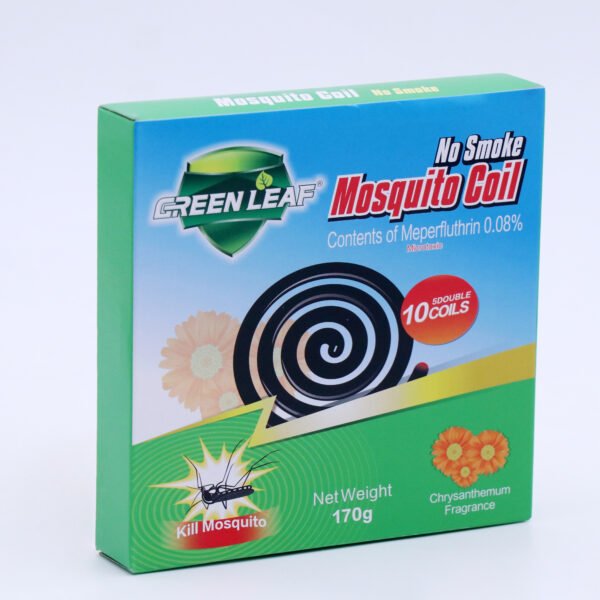 Free Shipping GREEN LEAF Smokeless Mosquito Coil, 0.08% Meperfluthrin, Chrysanthemum Scent, 10 Coils Per Box, Long-Lasting Mosquito Repellent